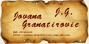 Jovana Granatirović vizit kartica